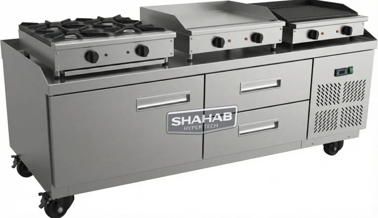 یخچال صنعتی پایه اجاق دو کشو و یک درب