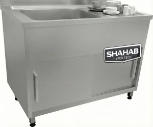سینک صنعتی تک لگن سینی راست با درب ریلی