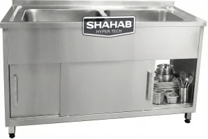 سینک صنعتی دو لگن با درب ریلی